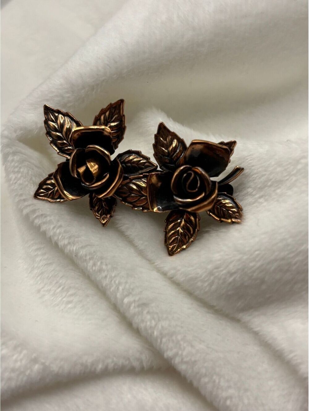 Renoir Roses and Leaves Copper Brooch